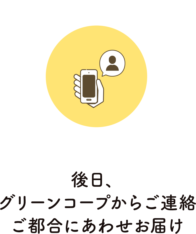 後日、グリーンコープからご連絡。ご都合にあわせお届け