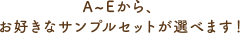 A~Eから、お好きなサンプルセットが選べます！